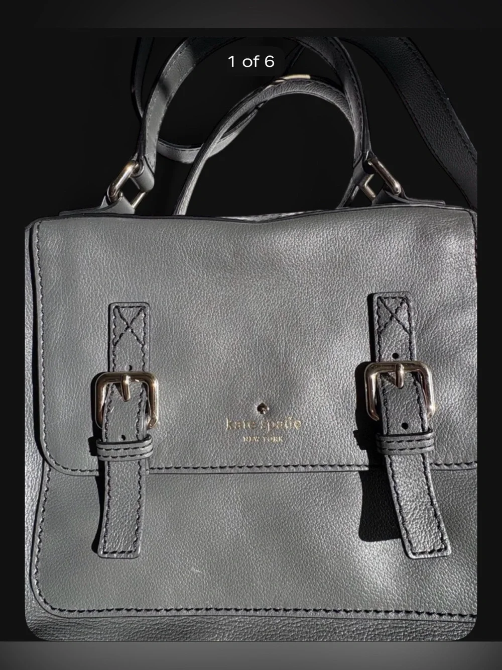 kate spade Gray Leather Buckle Satchel